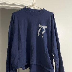 Aerie Blue Long Sleeve Top with White Bow